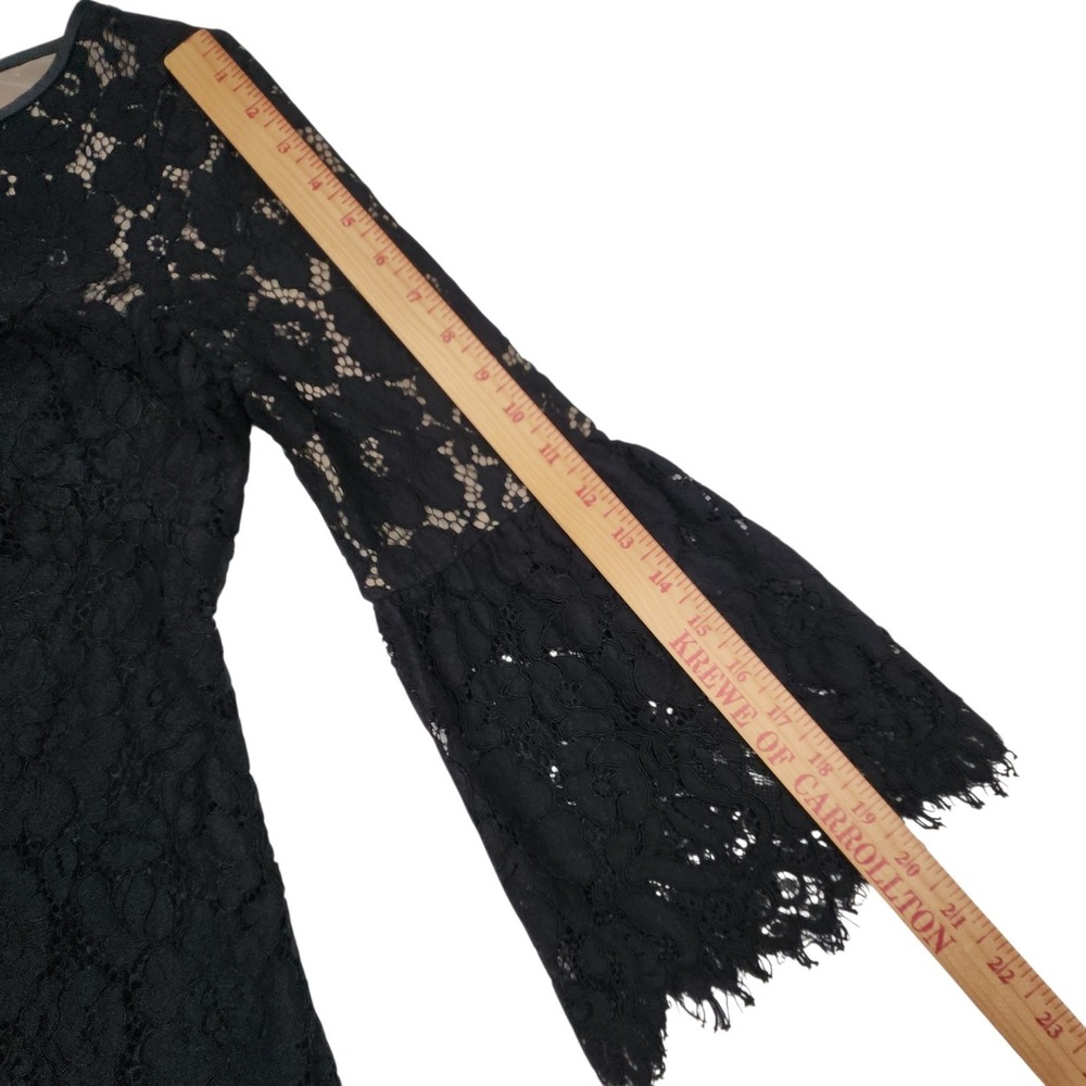 Lauren Ralph Lauren Lace Bell Sleeve Dress 6 Black Nude Floral Shift Whimsigoth - Picture 14 of 15